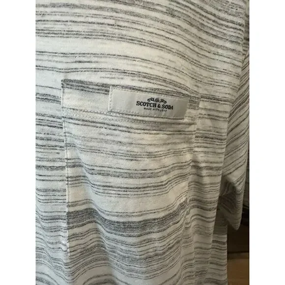 Scotch & Soda XL Extra Large Short sleeve Black White Striped Tshirt - Picture 2 of 5